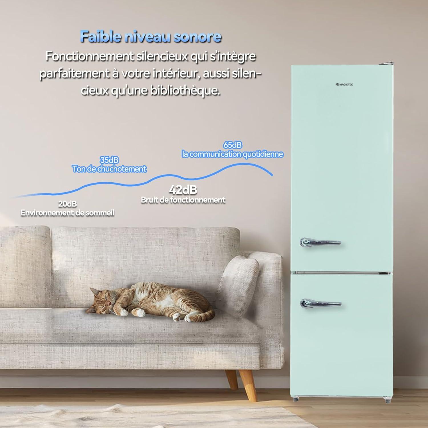 image:imagemagictec Frigo vintageRetro rfrigrateur congelateur 120 L 88 L32 L congelateur Low Frost Combinaison refrigerateur conglateur Design vintage clairage LED Vert matchaVert Matcha