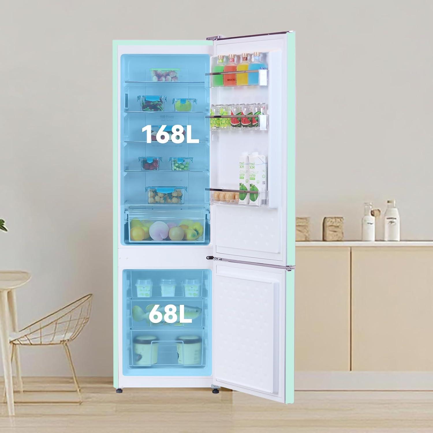 image:imagemagictec Frigo vintageRetro rfrigrateur congelateur 120 L 88 L32 L congelateur Low Frost Combinaison refrigerateur conglateur Design vintage clairage LED Vert matchaVert Matcha