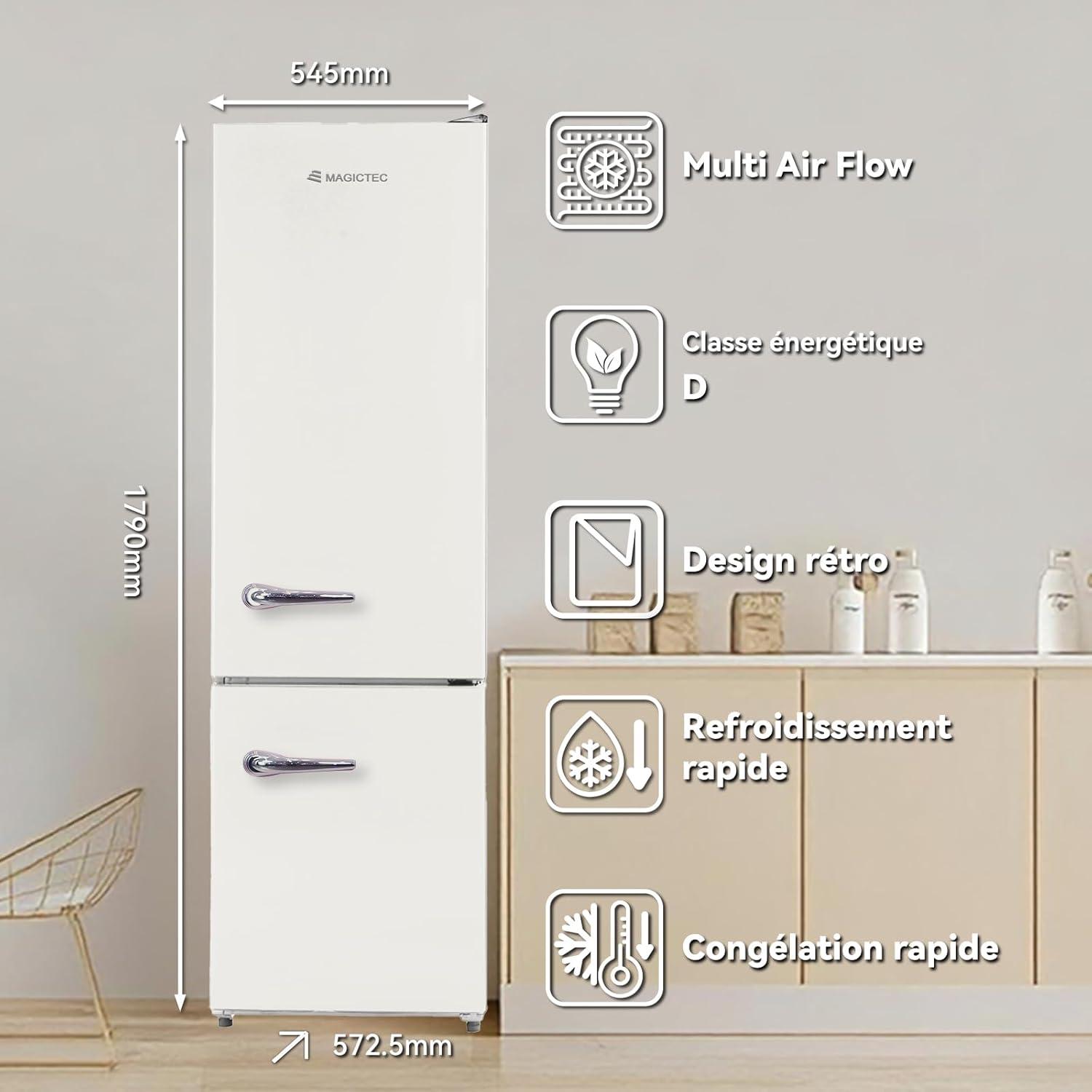 image:imagemagictec Frigo vintageRetro rfrigrateur congelateur 120 L 88 L32 L congelateur Low Frost Combinaison refrigerateur conglateur Design vintage clairage LED Vert matchaBeige