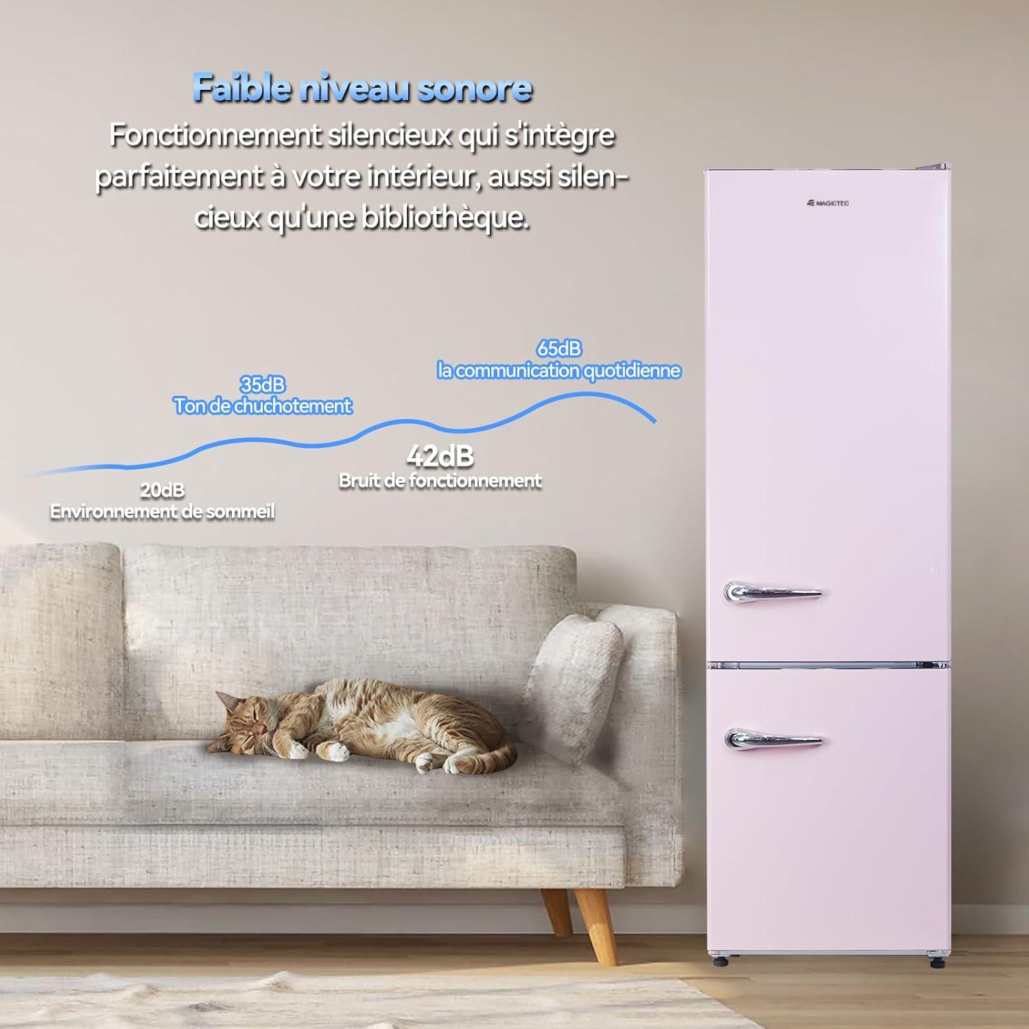 image:imagemagictec Frigo vintageRetro rfrigrateur congelateur 120 L 88 L32 L congelateur Low Frost Combinaison refrigerateur conglateur Design vintage clairage LED Vert matchaRose