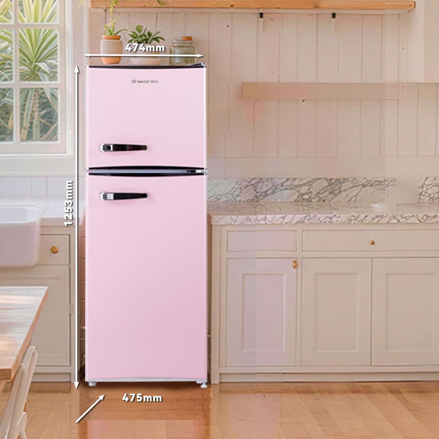 image:imagemagictec Frigo vintageRetro rfrigrateur congelateur 120 L 88 L32 L congelateur Low Frost Combinaison refrigerateur conglateur Design vintage clairage LED Vert matchaRose