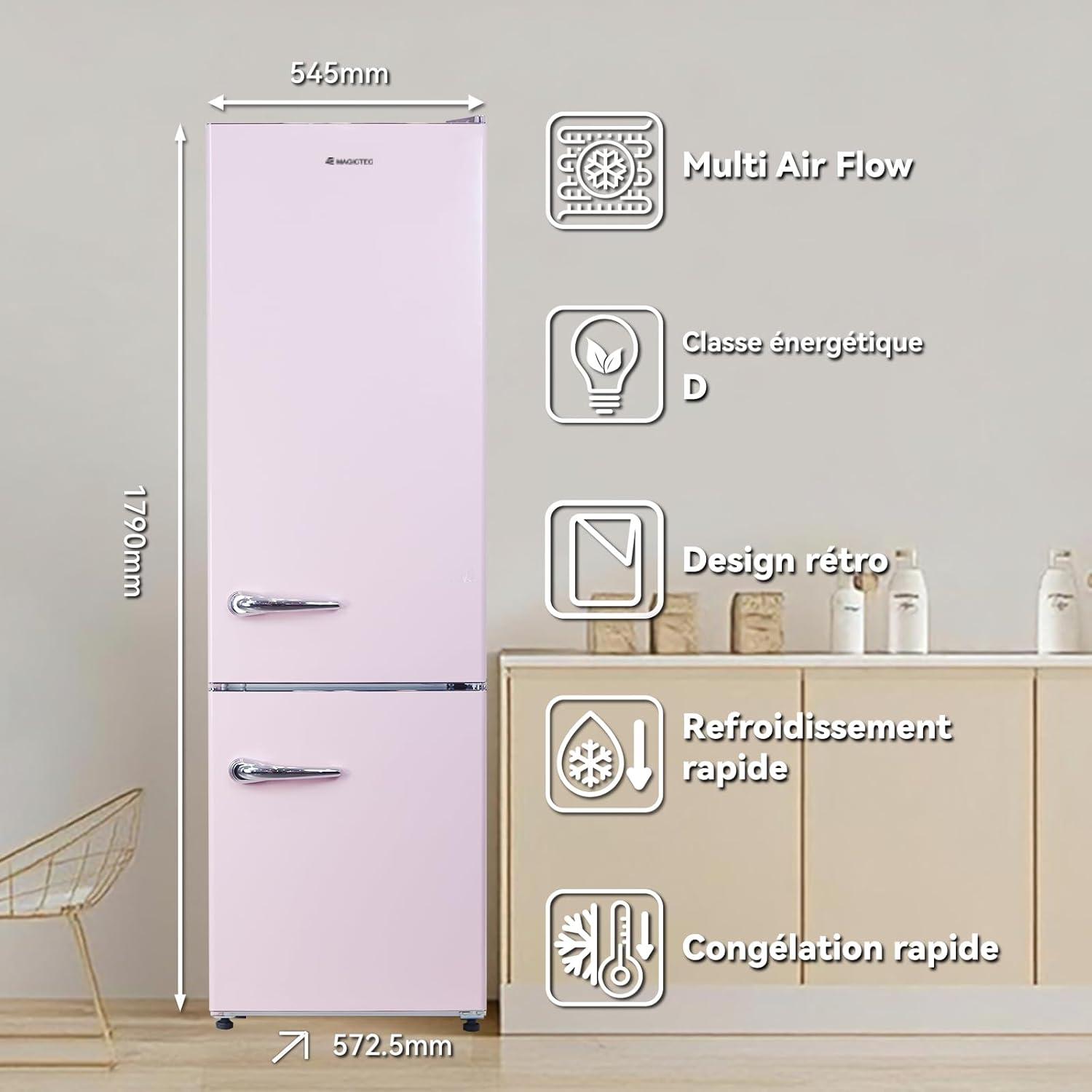 image:imagemagictec Frigo vintageRetro rfrigrateur congelateur 120 L 88 L32 L congelateur Low Frost Combinaison refrigerateur conglateur Design vintage clairage LED Vert matchaRose