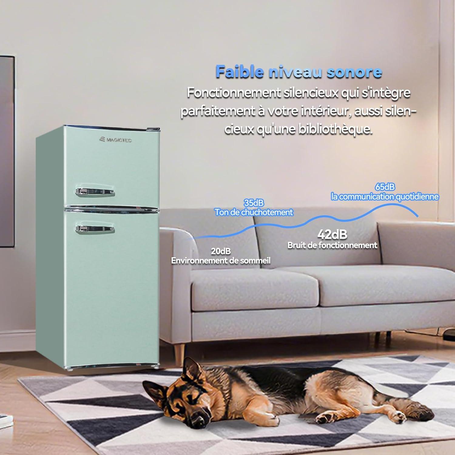 image:imagemagictec Frigo vintageRetro rfrigrateur congelateur 120 L 88 L32 L congelateur Low Frost Combinaison refrigerateur conglateur Design vintage clairage LED Vert matchaVert Matcha