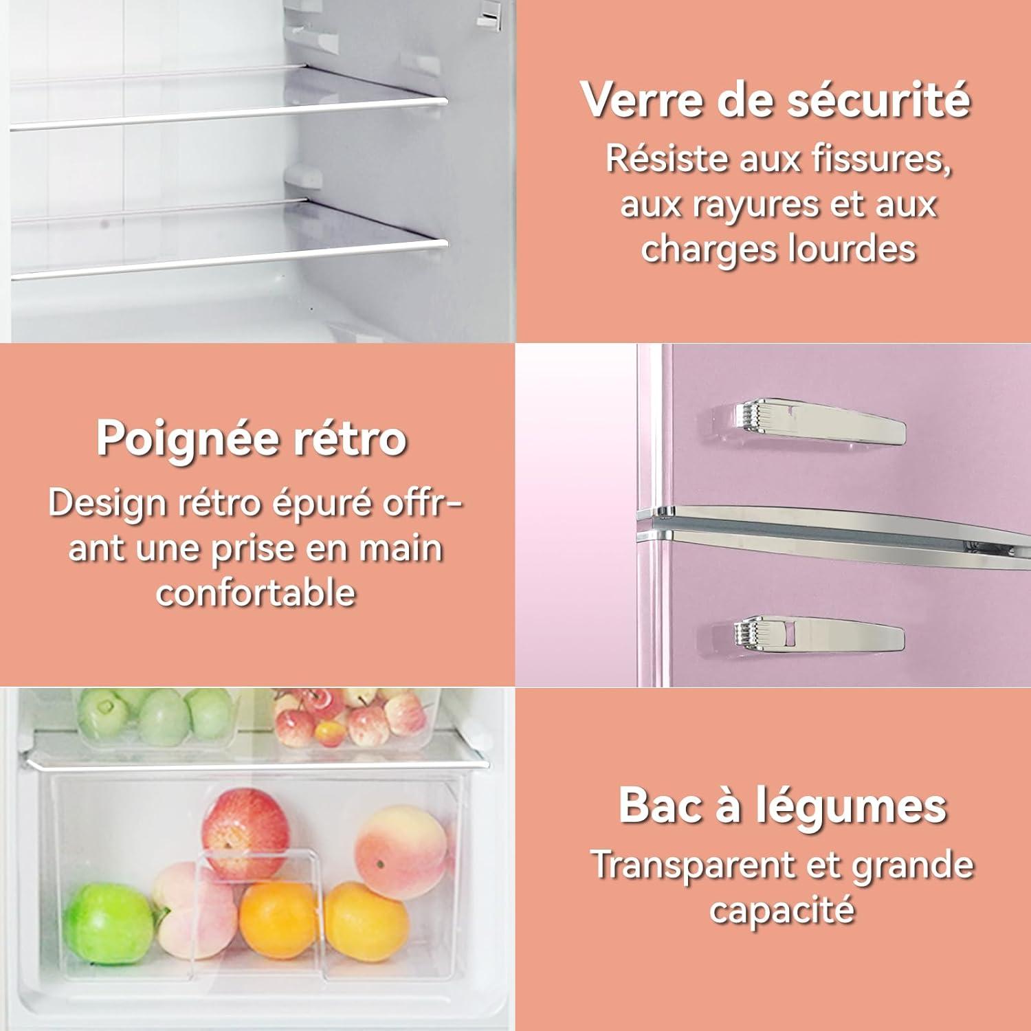 image:imagemagictec Frigo vintageRetro rfrigrateur congelateur 120 L 88 L32 L congelateur Low Frost Combinaison refrigerateur conglateur Design vintage clairage LED Vert matchaRose