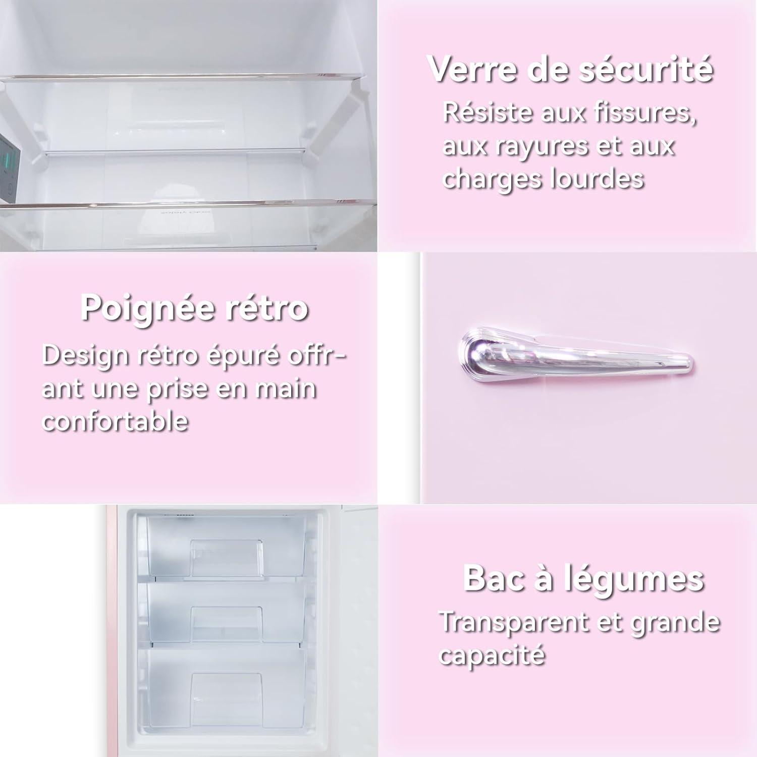 image:imagemagictec Frigo vintageRetro rfrigrateur congelateur 120 L 88 L32 L congelateur Low Frost Combinaison refrigerateur conglateur Design vintage clairage LED Vert matchaRose
