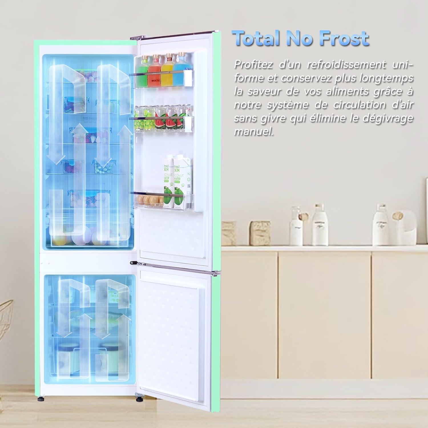 image:imagemagictec Frigo vintageRetro rfrigrateur congelateur 120 L 88 L32 L congelateur Low Frost Combinaison refrigerateur conglateur Design vintage clairage LED Vert matchaVert Matcha