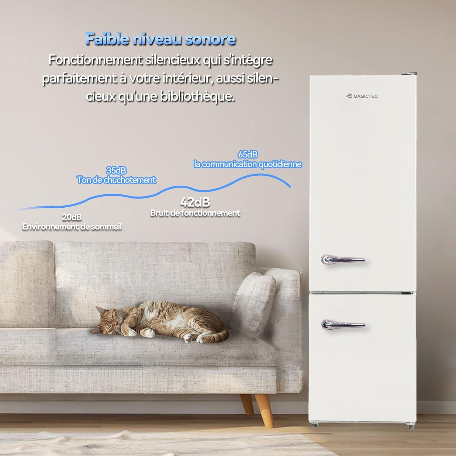image:imagemagictec Frigo vintageRetro rfrigrateur congelateur 120 L 88 L32 L congelateur Low Frost Combinaison refrigerateur conglateur Design vintage clairage LED Vert matchaBeige