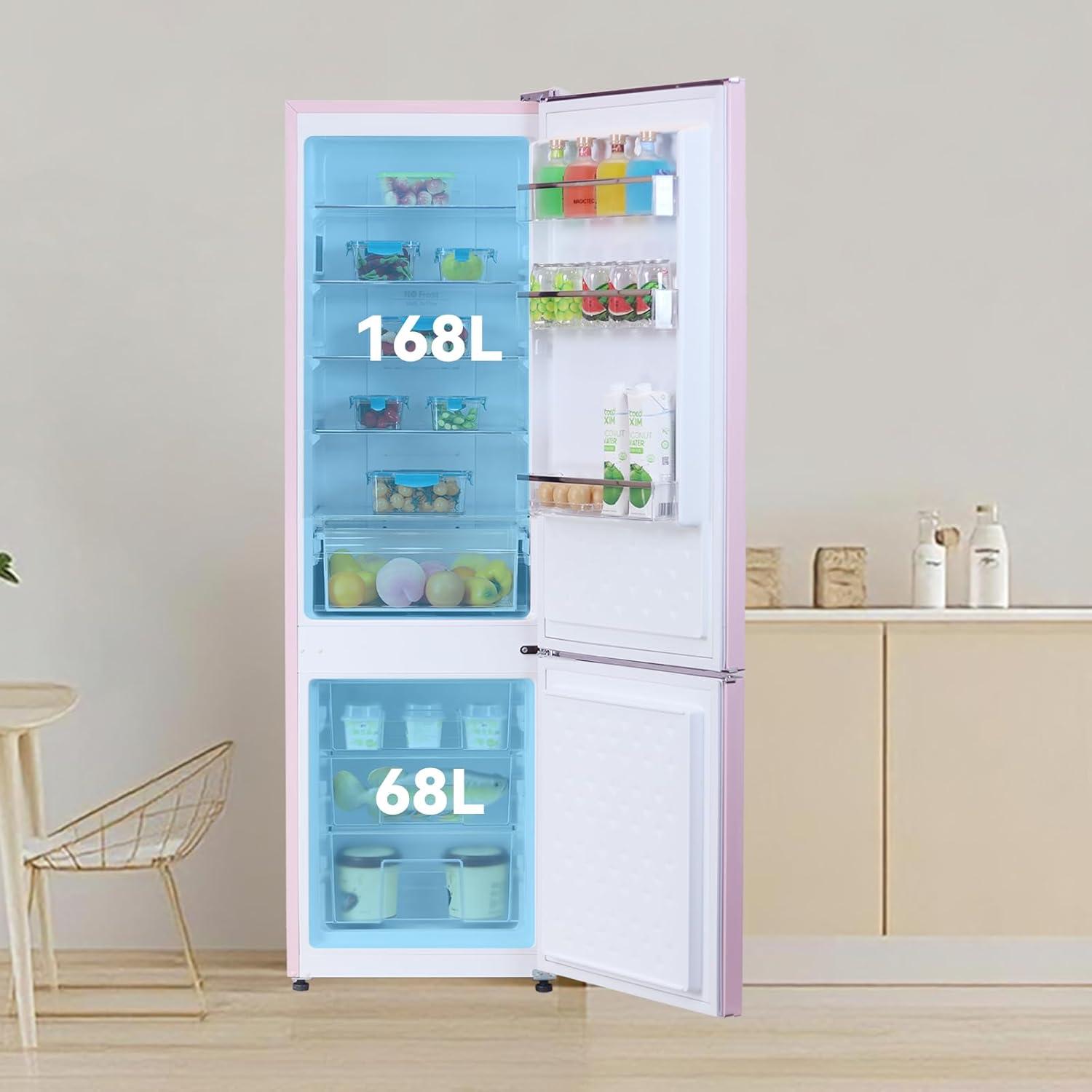 image:imagemagictec Frigo vintageRetro rfrigrateur congelateur 120 L 88 L32 L congelateur Low Frost Combinaison refrigerateur conglateur Design vintage clairage LED Vert matchaRose