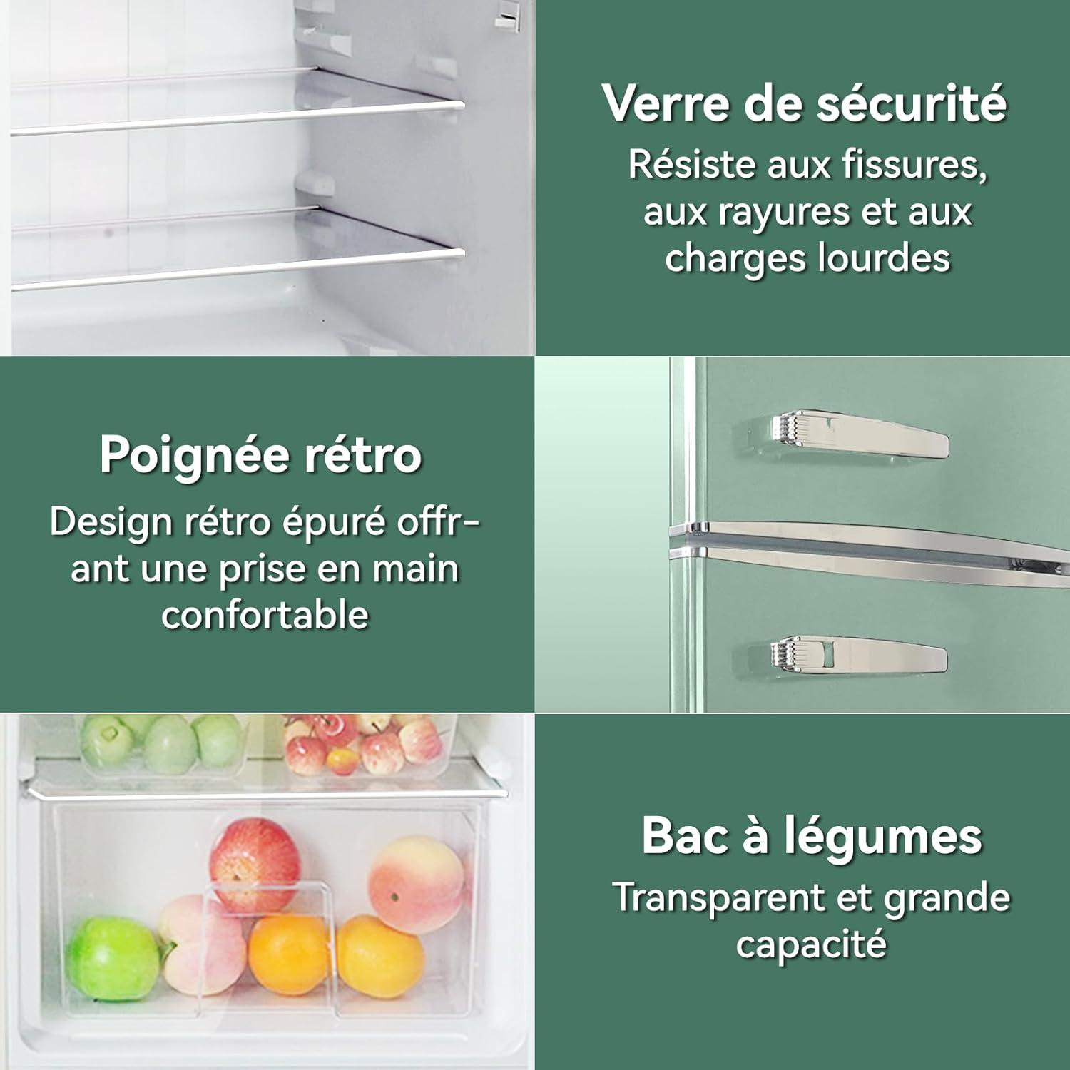 image:imagemagictec Frigo vintageRetro rfrigrateur congelateur 120 L 88 L32 L congelateur Low Frost Combinaison refrigerateur conglateur Design vintage clairage LED Vert matchaVert Matcha