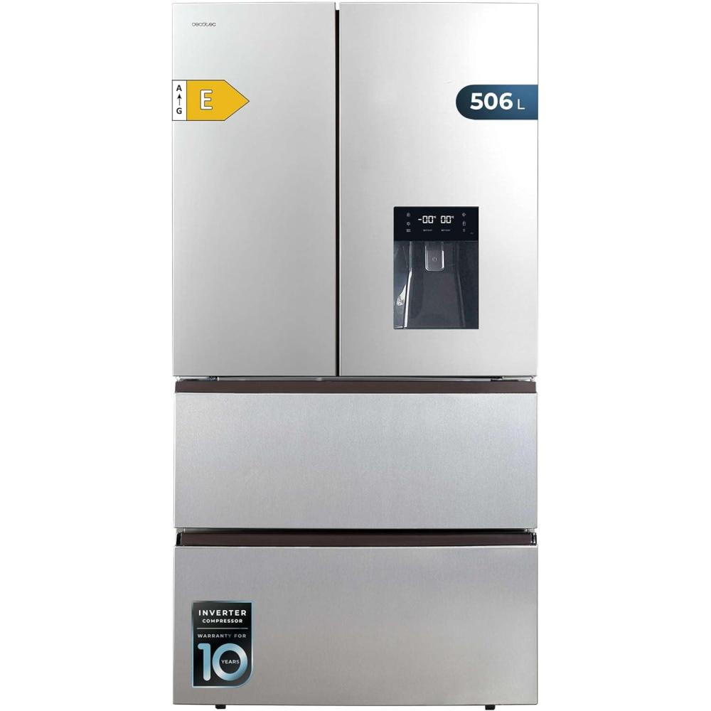 image:imageCecotec Rfrigrateur Double Porte en Inox avec Distributeur dEau de 510 L Bolero CoolMarket FD 510 WD Inox E 183 cm de Hauteur 84 cm de Largeur Moteur Inverter Plus NoFrost TotalInox Distributeur Deau