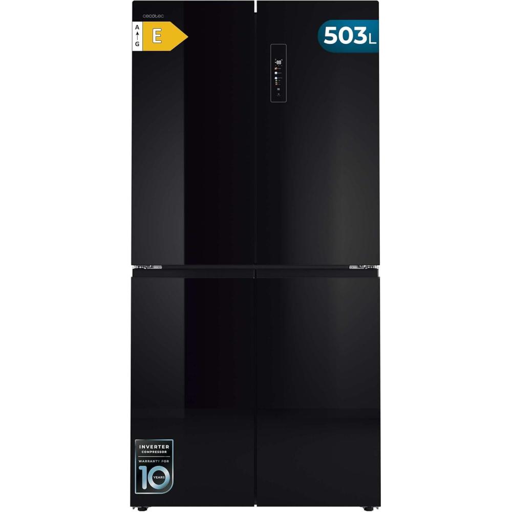 image:imageCecotec Rfrigrateur 4 Portes Total No Frost Bolero CoolMarket 4D 394 Inox E394 Litres Hauteur 170 cm et 70 cm Largeur Tiroir Temprature Variable Compresseur Inverter ATT AntibactrienNoir Verre