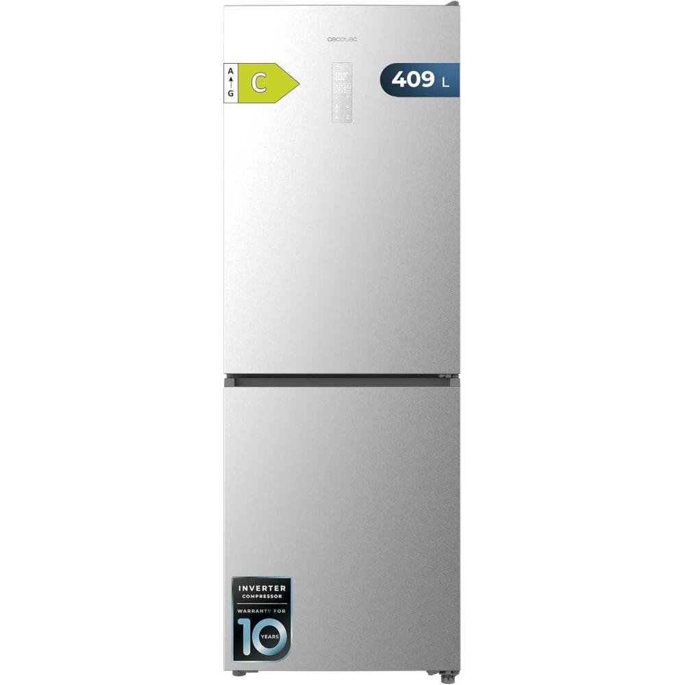image:imageCecotec Rfrigrateur Combi 409L No Frost Bolero CoolMarket Combi 409 Black Glass C Hauteur 185cm MAX INSIDE avec VIP Tech Compresseur Inverter Plus Basse Consommation Tiroir Temprature VariableInox