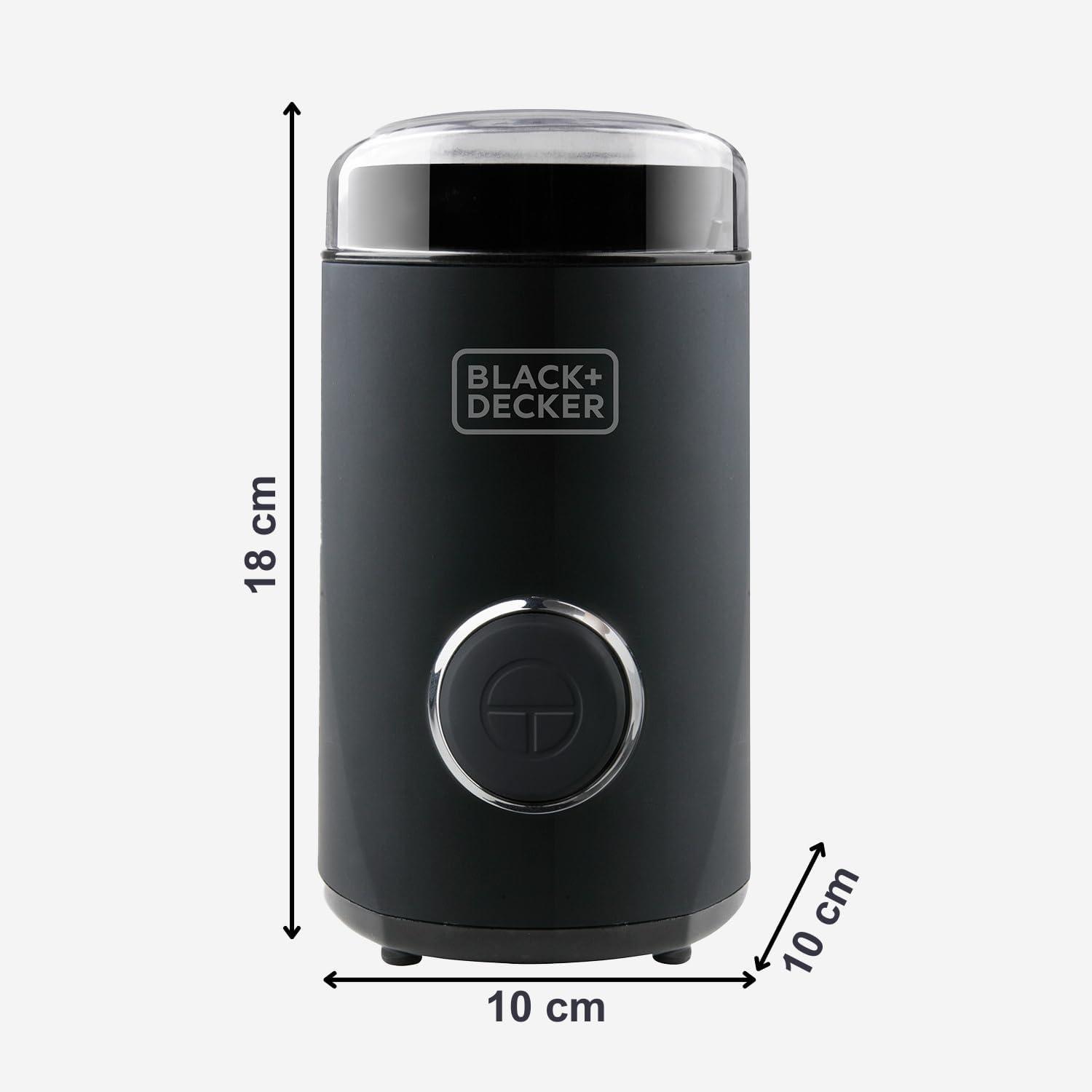 image:imageBLACKDECKER BXCG150E Moulin Caf lectrique 150 W Rservoir Grains 50 g Lames et Rservoir en Acier Inoxydable Broyage Fin Rangement de cble NoirSimple Inox