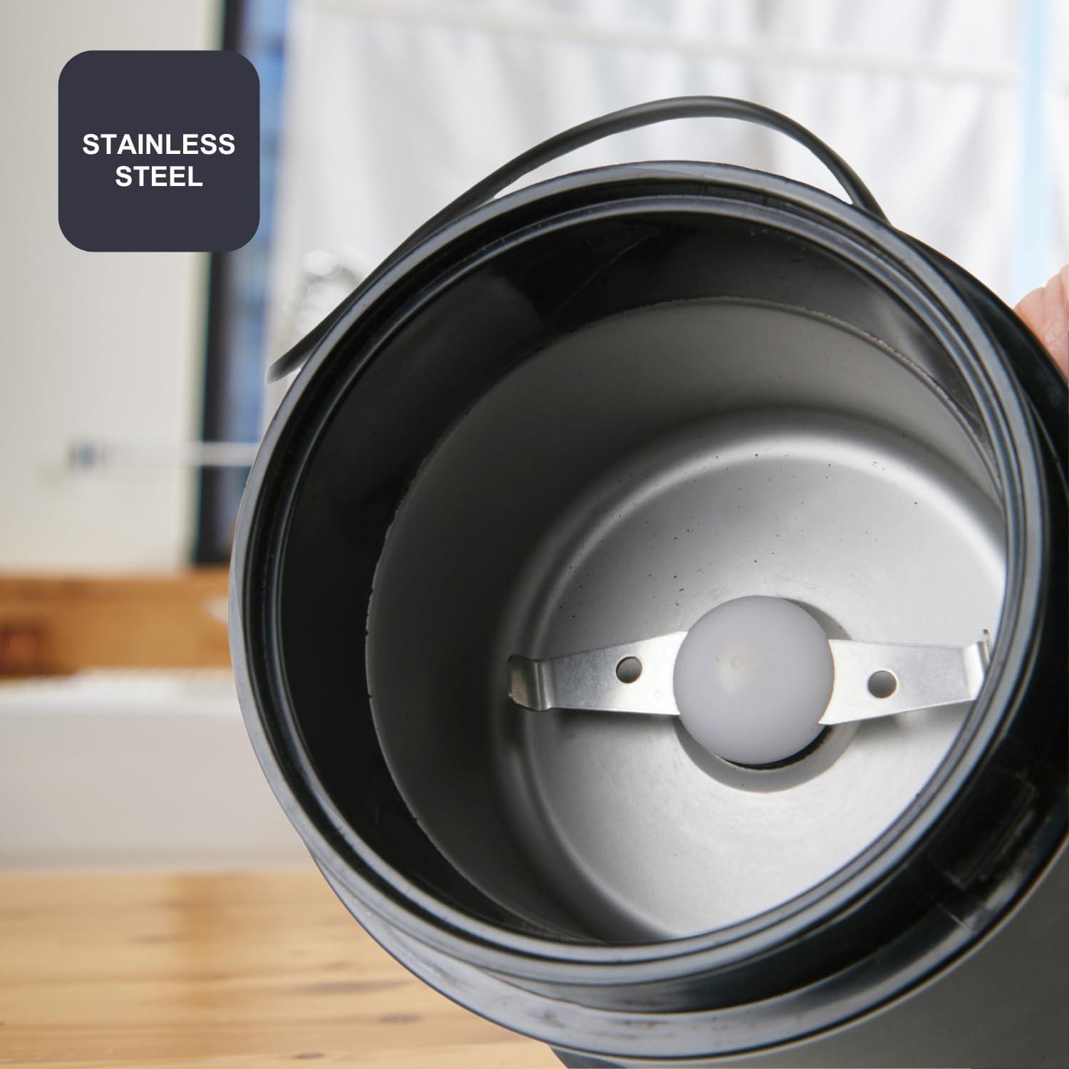 image:imageBLACKDECKER BXCG150E Moulin Caf lectrique 150 W Rservoir Grains 50 g Lames et Rservoir en Acier Inoxydable Broyage Fin Rangement de cble NoirSimple Inox