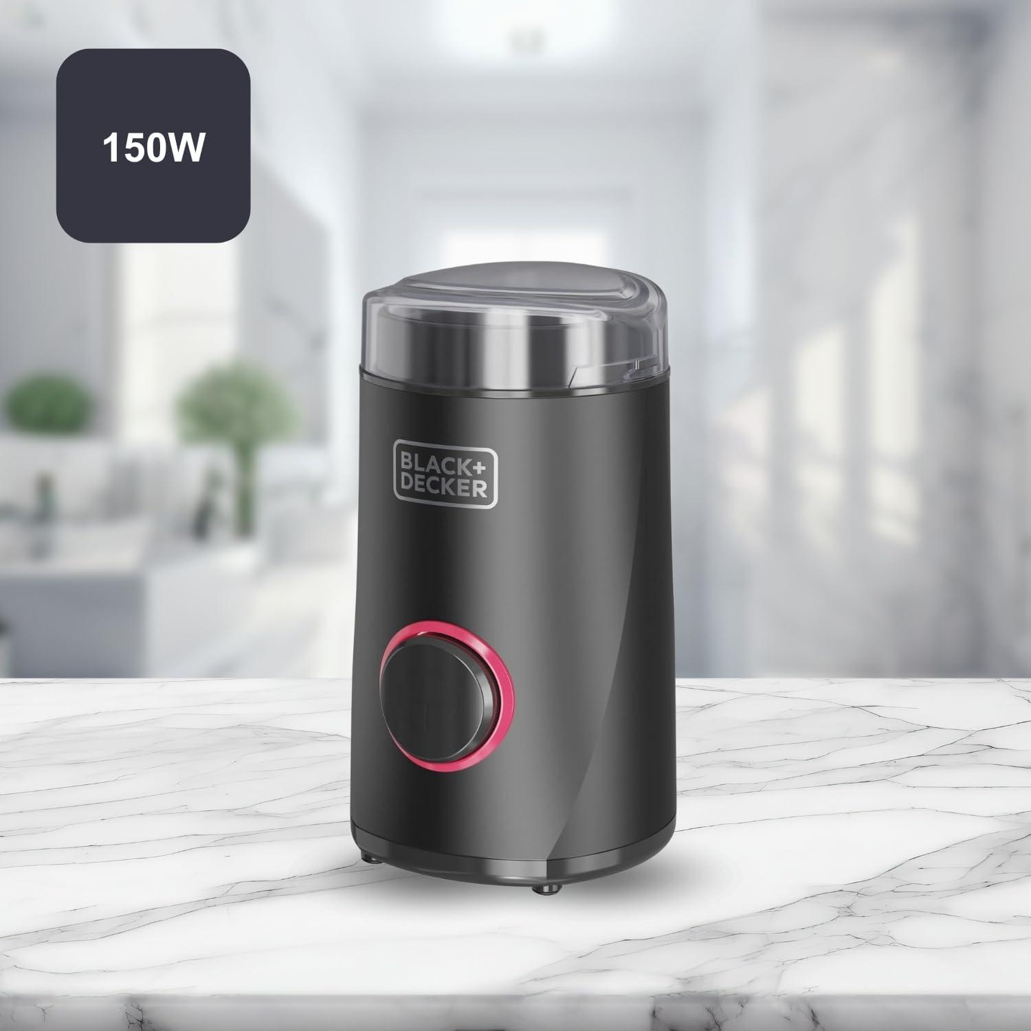 image:imageBLACKDECKER BXCG150E Moulin Caf lectrique 150 W Rservoir Grains 50 g Lames et Rservoir en Acier Inoxydable Broyage Fin Rangement de cble NoirSimple Rouge