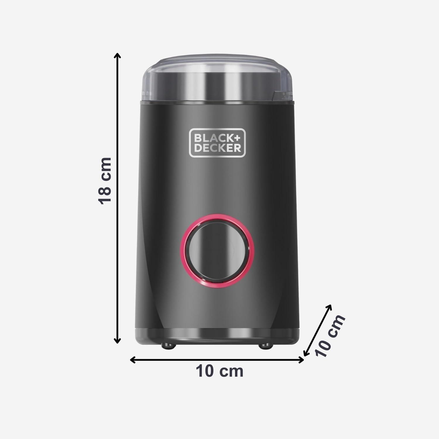 image:imageBLACKDECKER BXCG150E Moulin Caf lectrique 150 W Rservoir Grains 50 g Lames et Rservoir en Acier Inoxydable Broyage Fin Rangement de cble NoirSimple Rouge