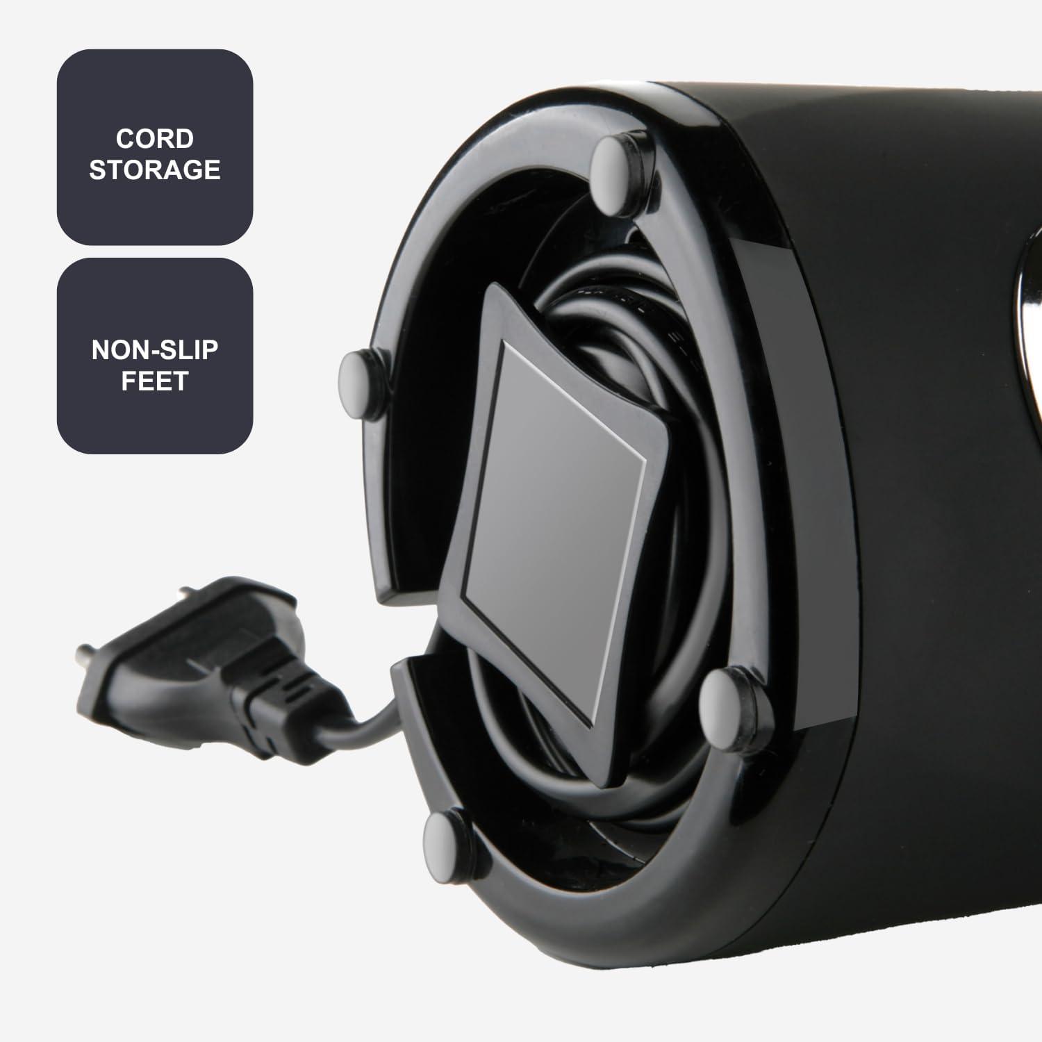image:imageBLACKDECKER BXCG150E Moulin Caf lectrique 150 W Rservoir Grains 50 g Lames et Rservoir en Acier Inoxydable Broyage Fin Rangement de cble NoirSimple Inox