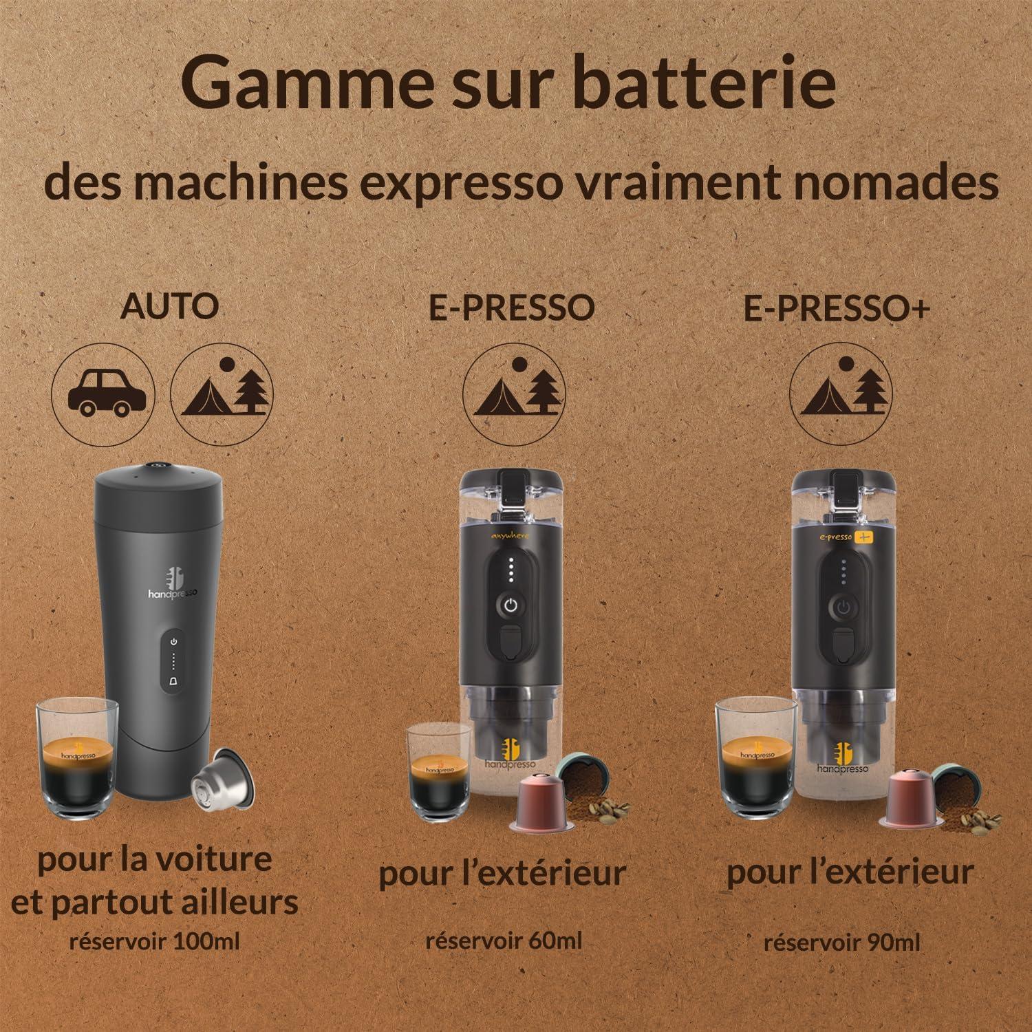 image:imageHandpresso cafetire portable EPresso 21710 mini cafetiere electrique batterie haute performance amoviblerechargeable USB Cafetiere portable de voyage pour capsules expresso ou caf moulu