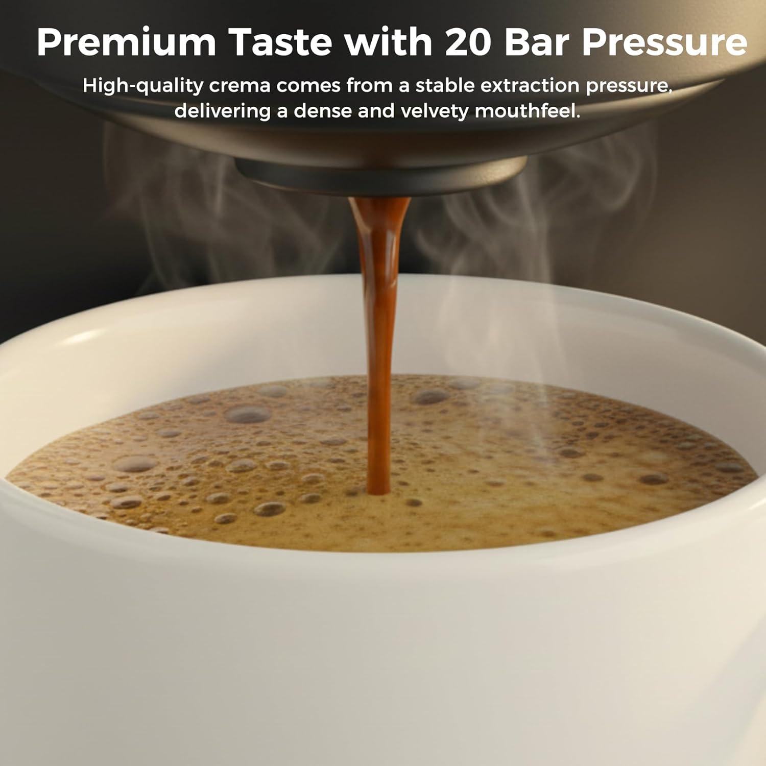 image:imageMachine Caf Expresso 3 en 1 20 Bars Cafetire MultiCapsules Compatible avec NES OriginalDGCaf Moulu 7 Niveaux de Volume et Temprature Rglable pour Maison et Bureau NoirBlanche