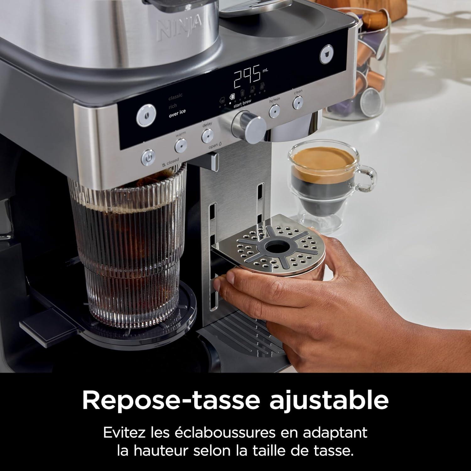 image:imageNinja Prestige Machine caf filtre et capsules 2en1 Ninja Prestige avec buse lait intgre pour raliser lattes cafs glacs et flat whites Noir CFN802EU