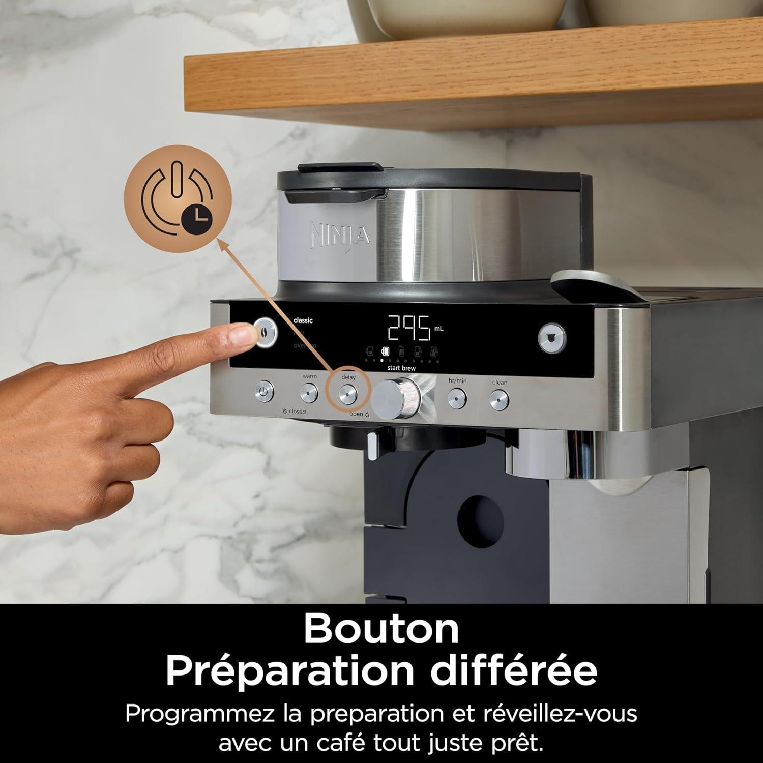 image:imageNinja Prestige Machine caf filtre et capsules 2en1 Ninja Prestige avec buse lait intgre pour raliser lattes cafs glacs et flat whites Noir CFN802EU