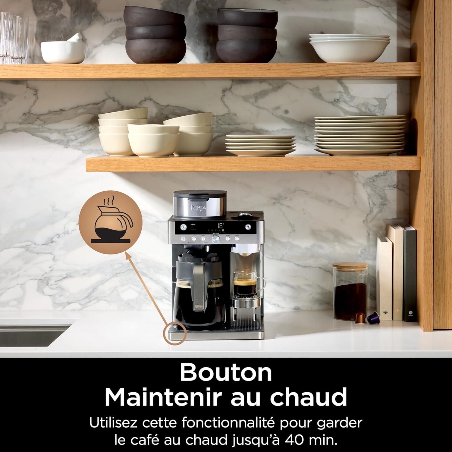 image:imageNinja Prestige Machine caf filtre et capsules 2en1 Ninja Prestige avec buse lait intgre pour raliser lattes cafs glacs et flat whites Noir CFN802EU