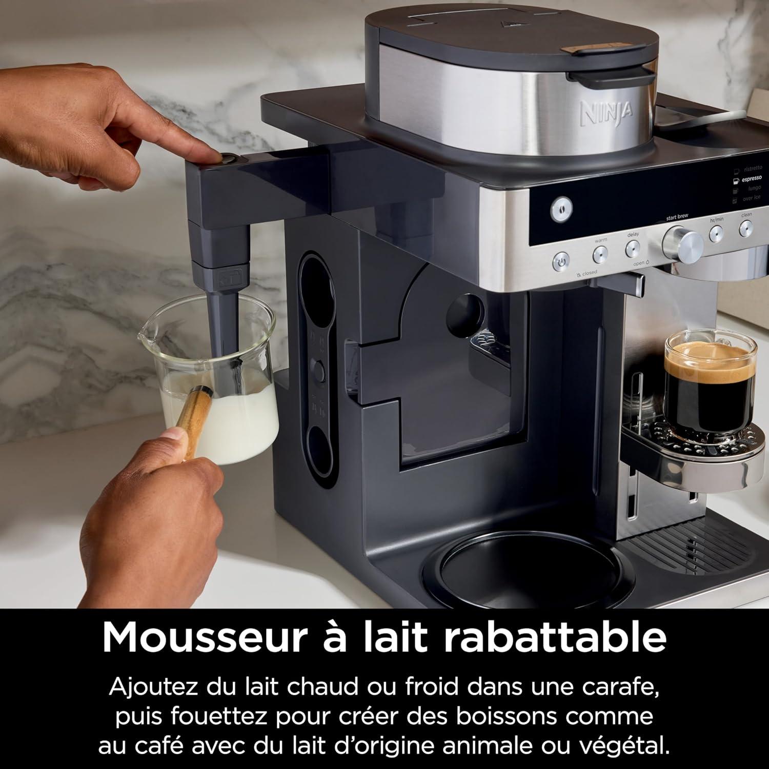 image:imageNinja Prestige Machine caf filtre et capsules 2en1 Ninja Prestige avec buse lait intgre pour raliser lattes cafs glacs et flat whites Noir CFN802EU