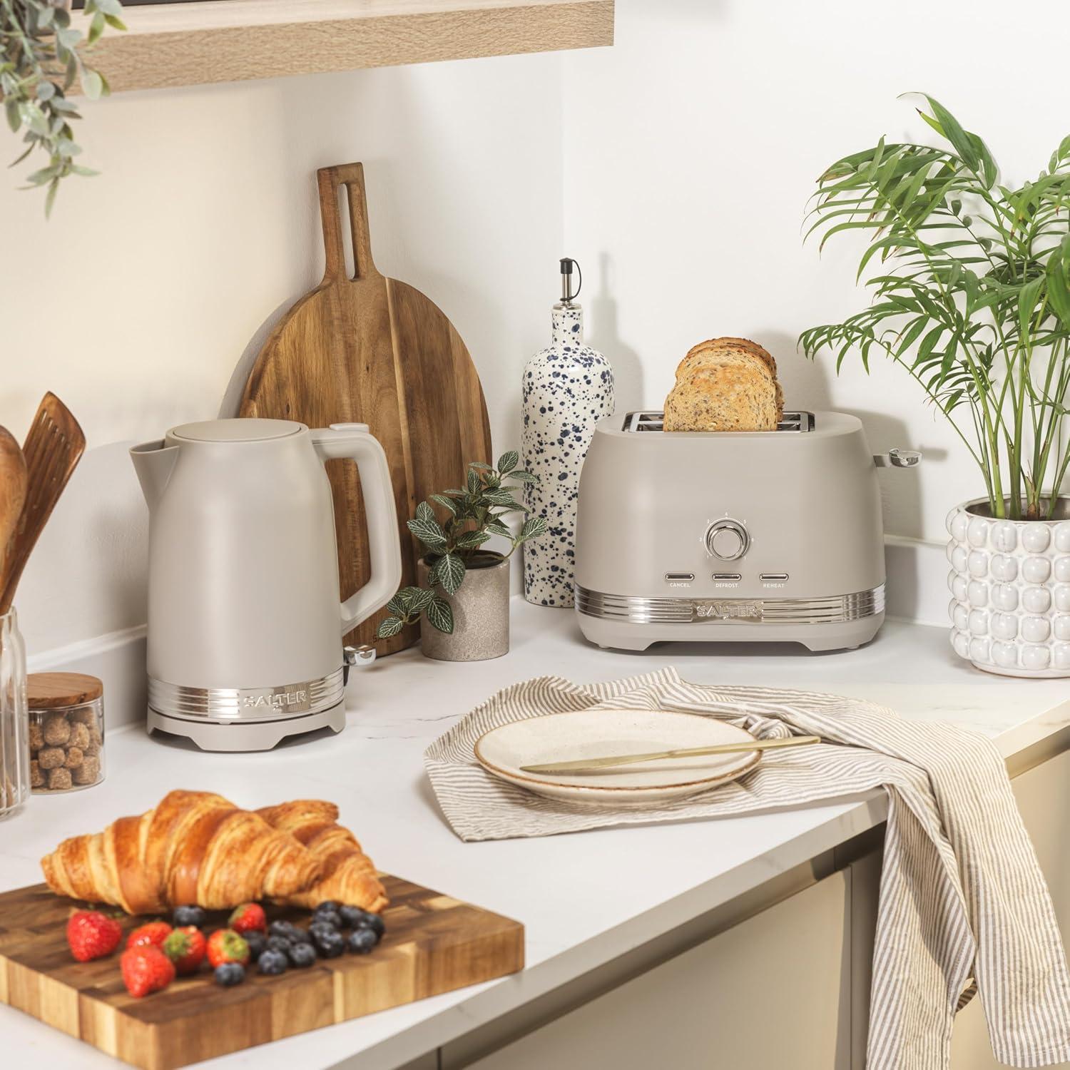 image:imageSalter Rise Machine caf filtre Cafetire filtre instantane carafe en verre 15L indicateur de niveau deau cuillre doseuse espresso arrt automatique 900W taupeBouilloire