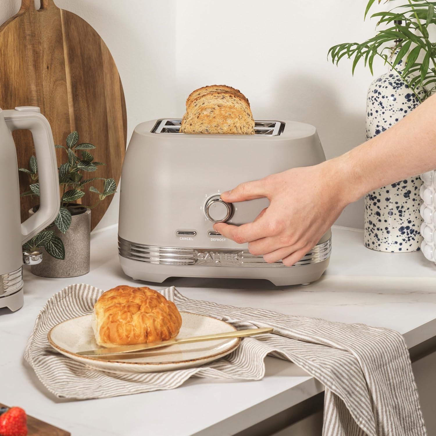 image:imageSalter Rise Machine caf filtre Cafetire filtre instantane carafe en verre 15L indicateur de niveau deau cuillre doseuse espresso arrt automatique 900W taupeGrillepain 2 tranches