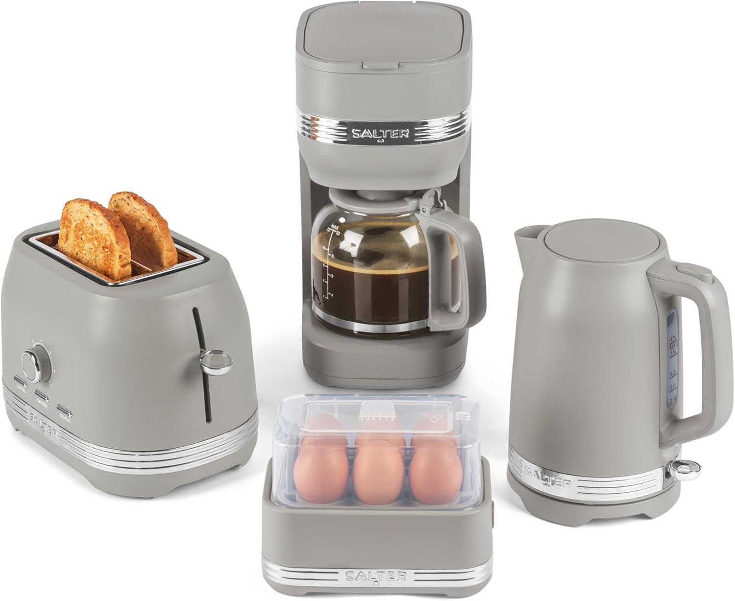 image:imageSalter Rise Machine caf filtre Cafetire filtre instantane carafe en verre 15L indicateur de niveau deau cuillre doseuse espresso arrt automatique 900W taupeBouilloire