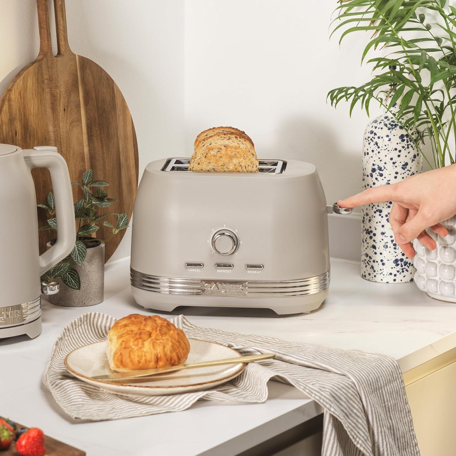 image:imageSalter Rise Machine caf filtre Cafetire filtre instantane carafe en verre 15L indicateur de niveau deau cuillre doseuse espresso arrt automatique 900W taupeGrillepain 2 tranches