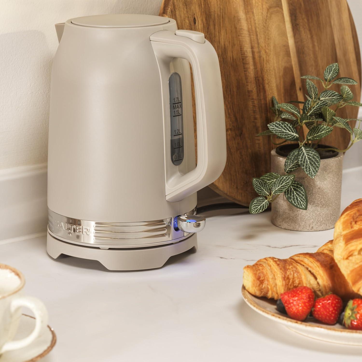 image:imageSalter Rise Machine caf filtre Cafetire filtre instantane carafe en verre 15L indicateur de niveau deau cuillre doseuse espresso arrt automatique 900W taupeBouilloire