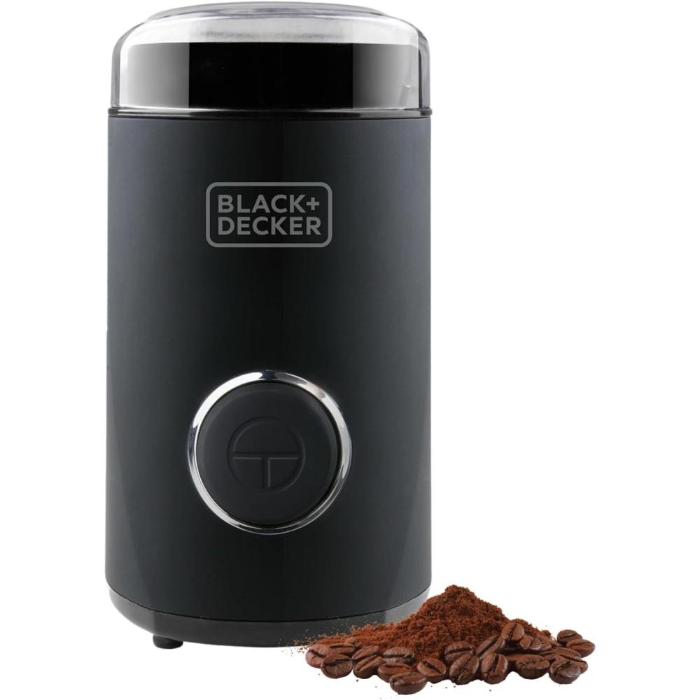 image:imageBLACKDECKER BXCG150E Moulin Caf lectrique 150 W Rservoir Grains 50 g Lames et Rservoir en Acier Inoxydable Broyage Fin Rangement de cble NoirSimple Inox