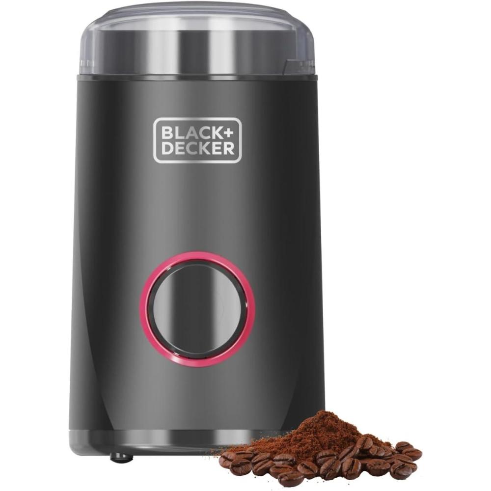 image:imageBLACKDECKER BXCG150E Moulin Caf lectrique 150 W Rservoir Grains 50 g Lames et Rservoir en Acier Inoxydable Broyage Fin Rangement de cble NoirSimple Rouge