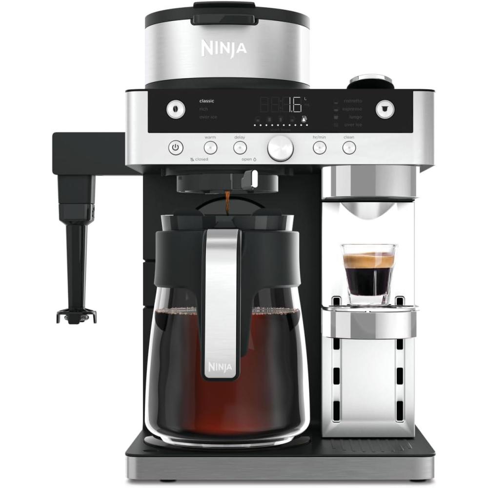 image:imageNinja Prestige Machine caf filtre et capsules 2en1 Ninja Prestige avec buse lait intgre pour raliser lattes cafs glacs et flat whites Noir CFN802EU