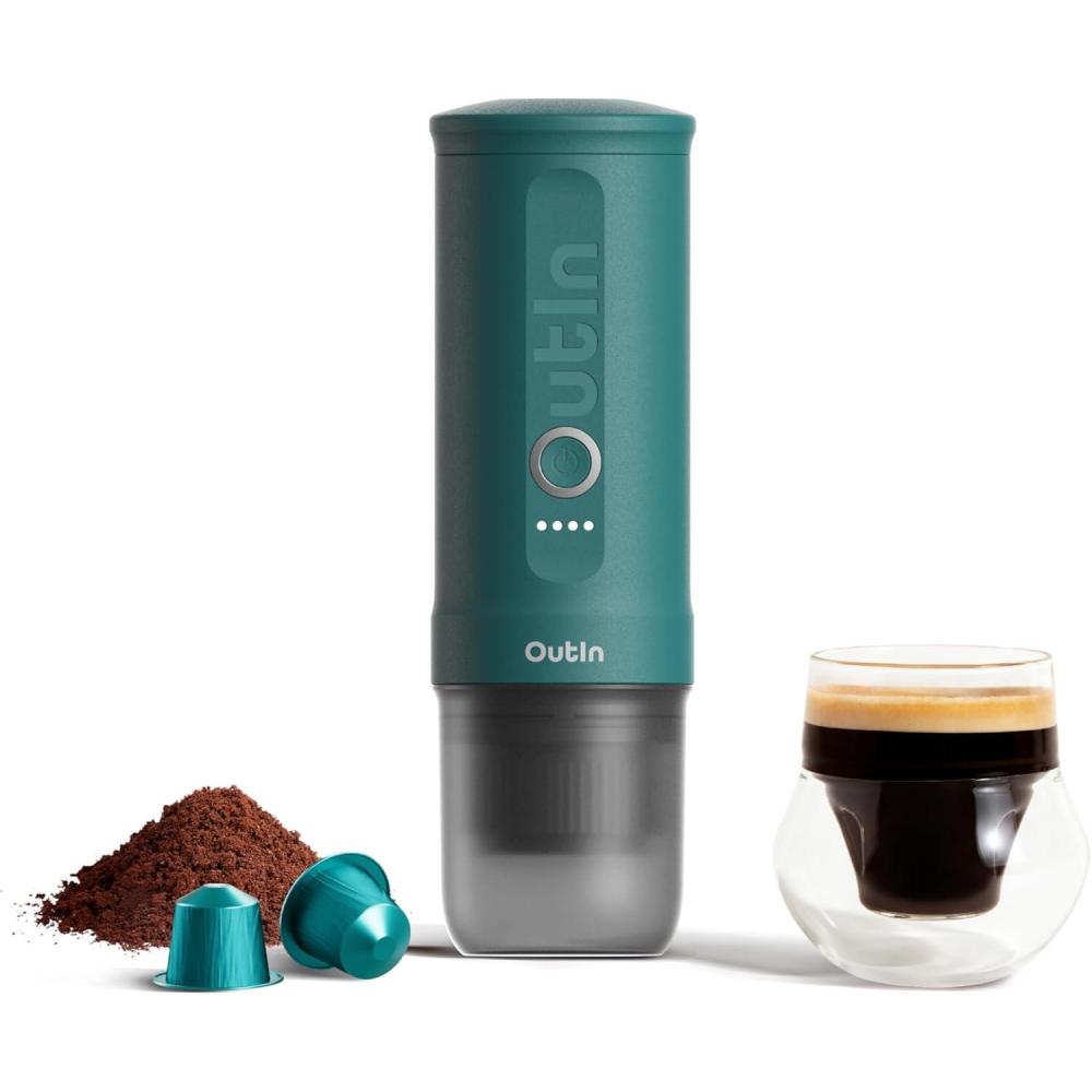 image:imageOutIn Nano Machine caf expresso lectrique portable Autochauffante avec Charge USBC Compatible Caf Moulu amp Capsules NS Idale pour Camping Voyage Randonne VROutin Teal