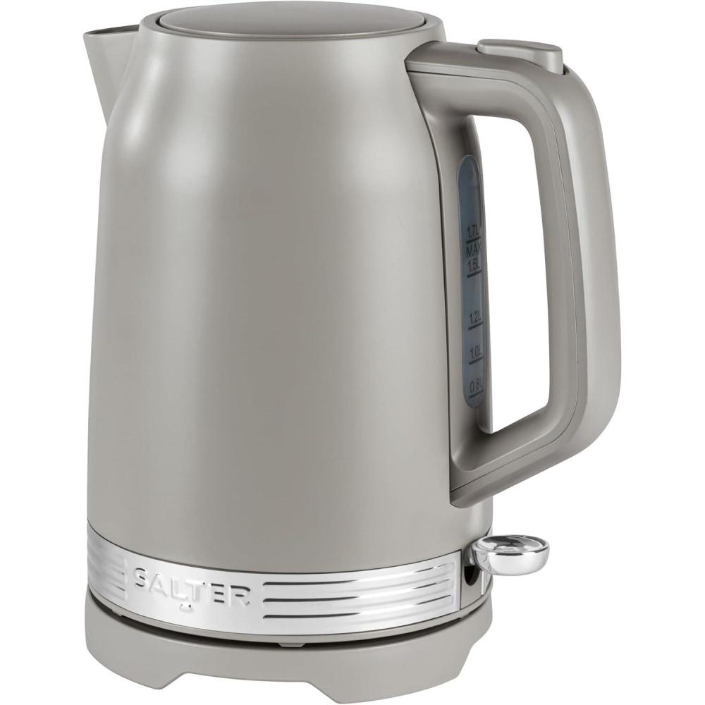 image:imageSalter Rise Machine caf filtre Cafetire filtre instantane carafe en verre 15L indicateur de niveau deau cuillre doseuse espresso arrt automatique 900W taupeBouilloire
