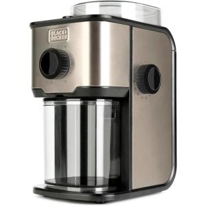 BLACK+DECKER BXCG150E – Moulin à Café Électrique 150 W | Réservoir à Grains 50 g | Lames et Réservoir en Acier Inoxydable| Broyage Fin | Rangement de câble | Noir(Réglable)