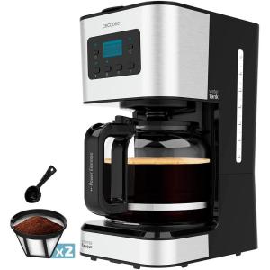 Cecotec Cafetière à Filtre Coffee 56 Time, 800W de Puissance, Programmez votre café, Inox, Écran LCD, Bec Anti-goutte, Capacité 1,3L pour 12 Tasses, Arrêt Automatique, Réservoir avec fenêtre(12 Tasses)