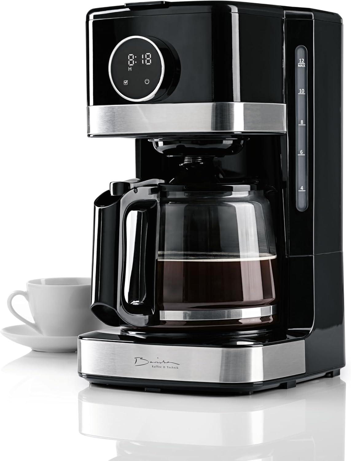 image:imageBarista Machine caf avec cran tactile Cafetire filtre 900W avec verseuse en verre 15L Pour caf moulu jusqu 12 tasses Programmable maintien au chaud arrt automatique