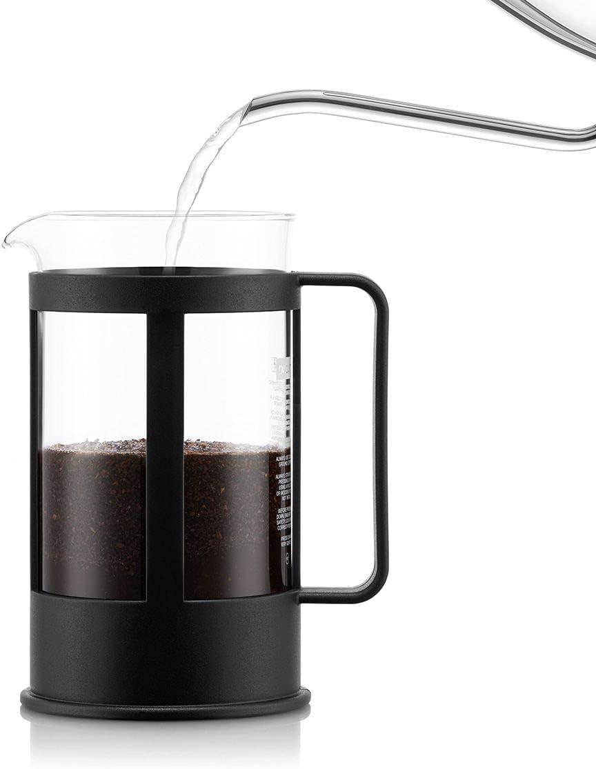 image:imageBodum Kenya Cafetire Piston 1L 8 Tasses Cafetire Manuelle en Verre Borosilicate et Inox Passe au LaveVaisselle Fabrique au Portugal4 Cup