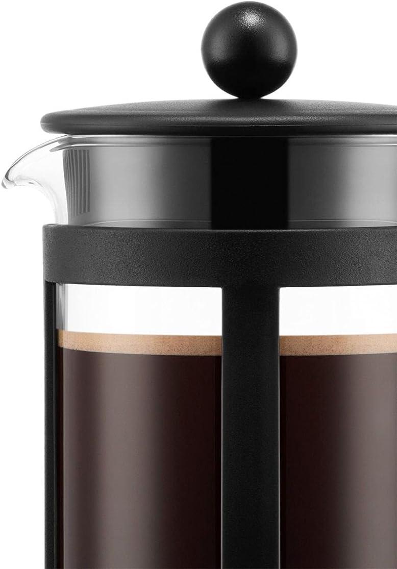 image:imageBodum Kenya Cafetire Piston 1L 8 Tasses Cafetire Manuelle en Verre Borosilicate et Inox Passe au LaveVaisselle Fabrique au Portugal4 Cup