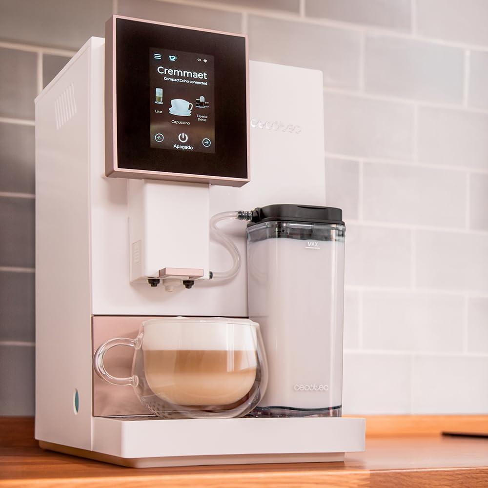 image:imageCecotec Machine a Cafe Grain Cremmaet Compactccino Black 19 barres Thermoblock Grains de caf frachement moulus avec PlugampPlay Rservoir de caf de 150gr avec moulin 11 L deau 400ml de laitRose Blanche Wifi