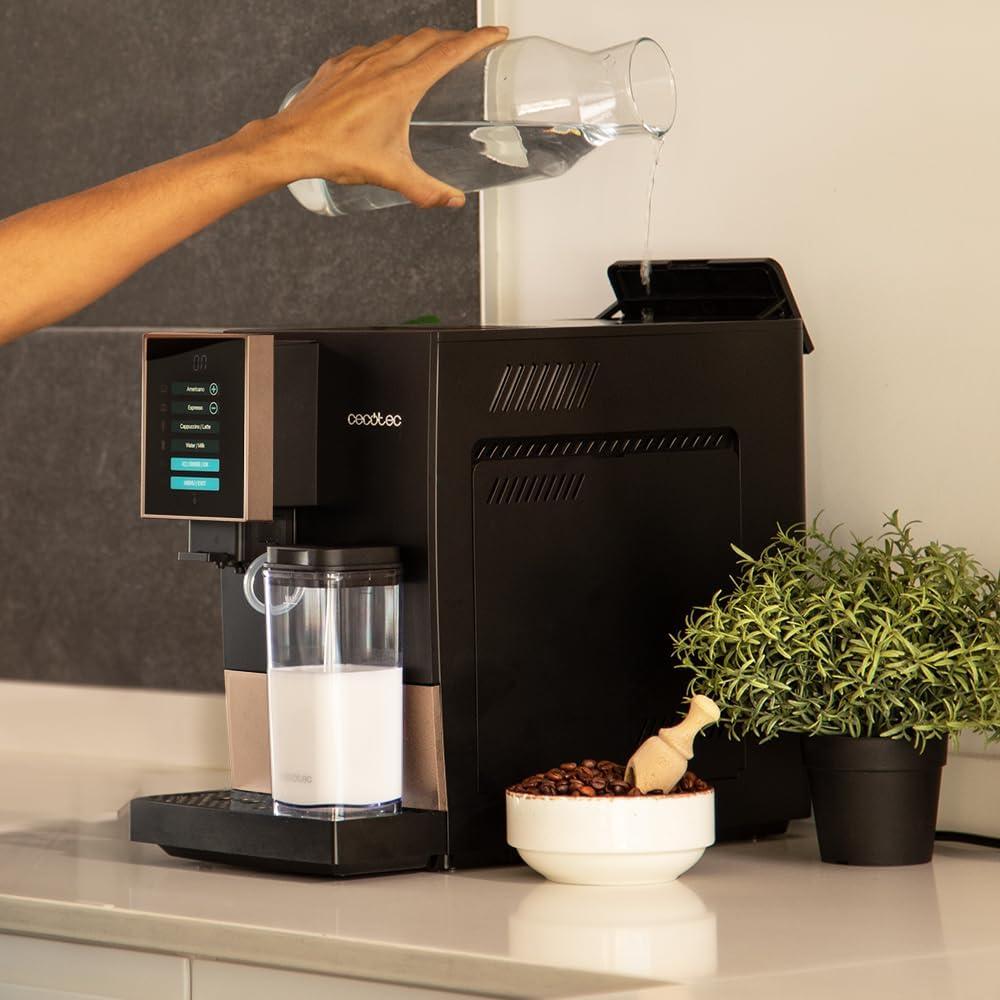 image:imageCecotec Machine a Cafe Grain Cremmaet Compactccino Black 19 barres Thermoblock Grains de caf frachement moulus avec PlugampPlay Rservoir de caf de 150gr avec moulin 11 L deau 400ml de laitRose Noire