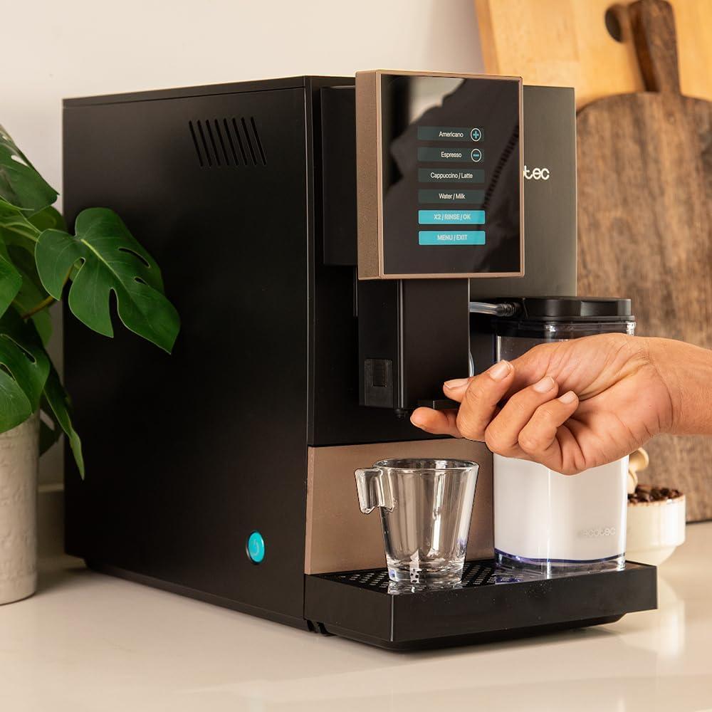 image:imageCecotec Machine a Cafe Grain Cremmaet Compactccino Black 19 barres Thermoblock Grains de caf frachement moulus avec PlugampPlay Rservoir de caf de 150gr avec moulin 11 L deau 400ml de laitRose Noire
