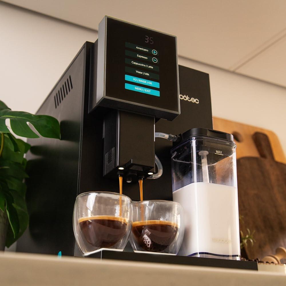image:imageCecotec Machine a Cafe Grain Cremmaet Compactccino Black 19 barres Thermoblock Grains de caf frachement moulus avec PlugampPlay Rservoir de caf de 150gr avec moulin 11 L deau 400ml de laitNoir Argent
