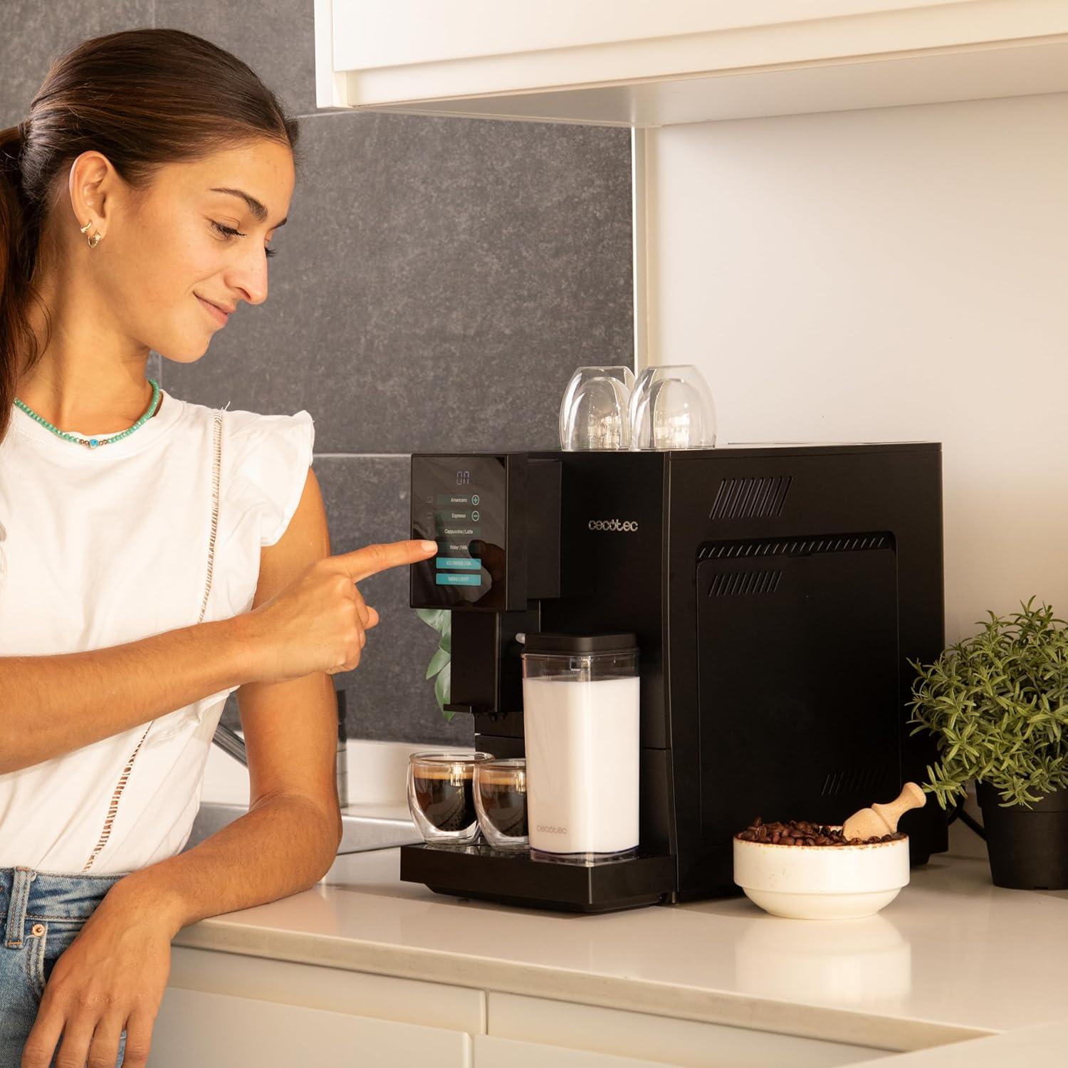 image:imageCecotec Machine a Cafe Grain Cremmaet Compactccino Black 19 barres Thermoblock Grains de caf frachement moulus avec PlugampPlay Rservoir de caf de 150gr avec moulin 11 L deau 400ml de laitModerne