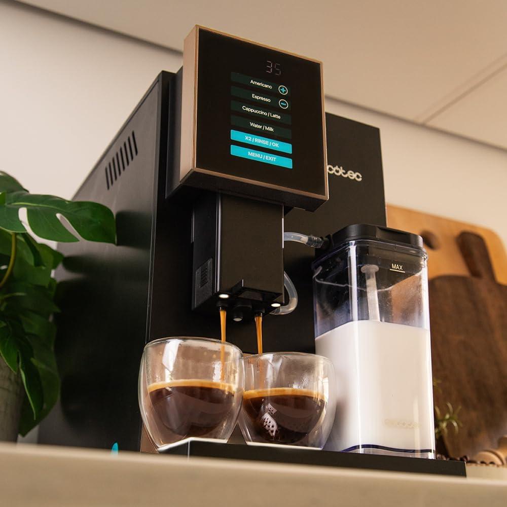 image:imageCecotec Machine a Cafe Grain Cremmaet Compactccino Black 19 barres Thermoblock Grains de caf frachement moulus avec PlugampPlay Rservoir de caf de 150gr avec moulin 11 L deau 400ml de laitRose Noire