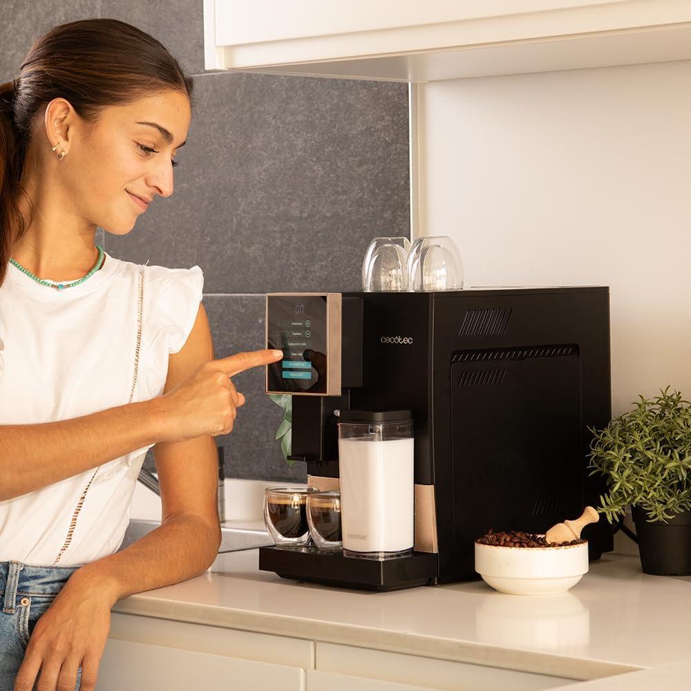 image:imageCecotec Machine a Cafe Grain Cremmaet Compactccino Black 19 barres Thermoblock Grains de caf frachement moulus avec PlugampPlay Rservoir de caf de 150gr avec moulin 11 L deau 400ml de laitRose Noire