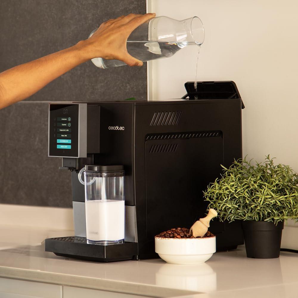 image:imageCecotec Machine a Cafe Grain Cremmaet Compactccino Black 19 barres Thermoblock Grains de caf frachement moulus avec PlugampPlay Rservoir de caf de 150gr avec moulin 11 L deau 400ml de laitNoir Argent